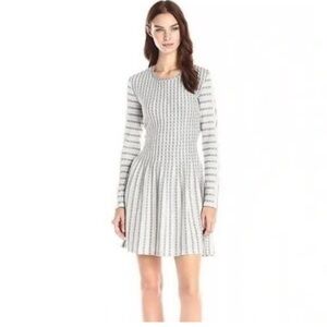 BCBGMaxAzria Gray Striped Long Sleeve Dress